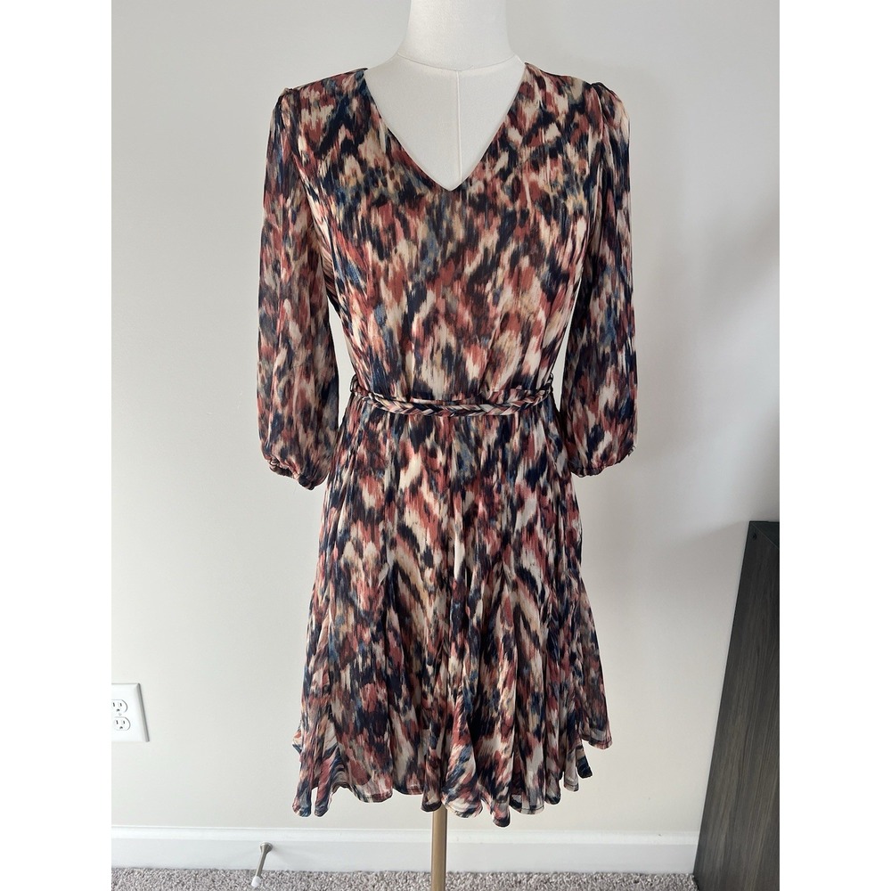 Women's Evereve Dress Size XS Fit & Flare Tie Around Puff Sleeve Romantic Boho